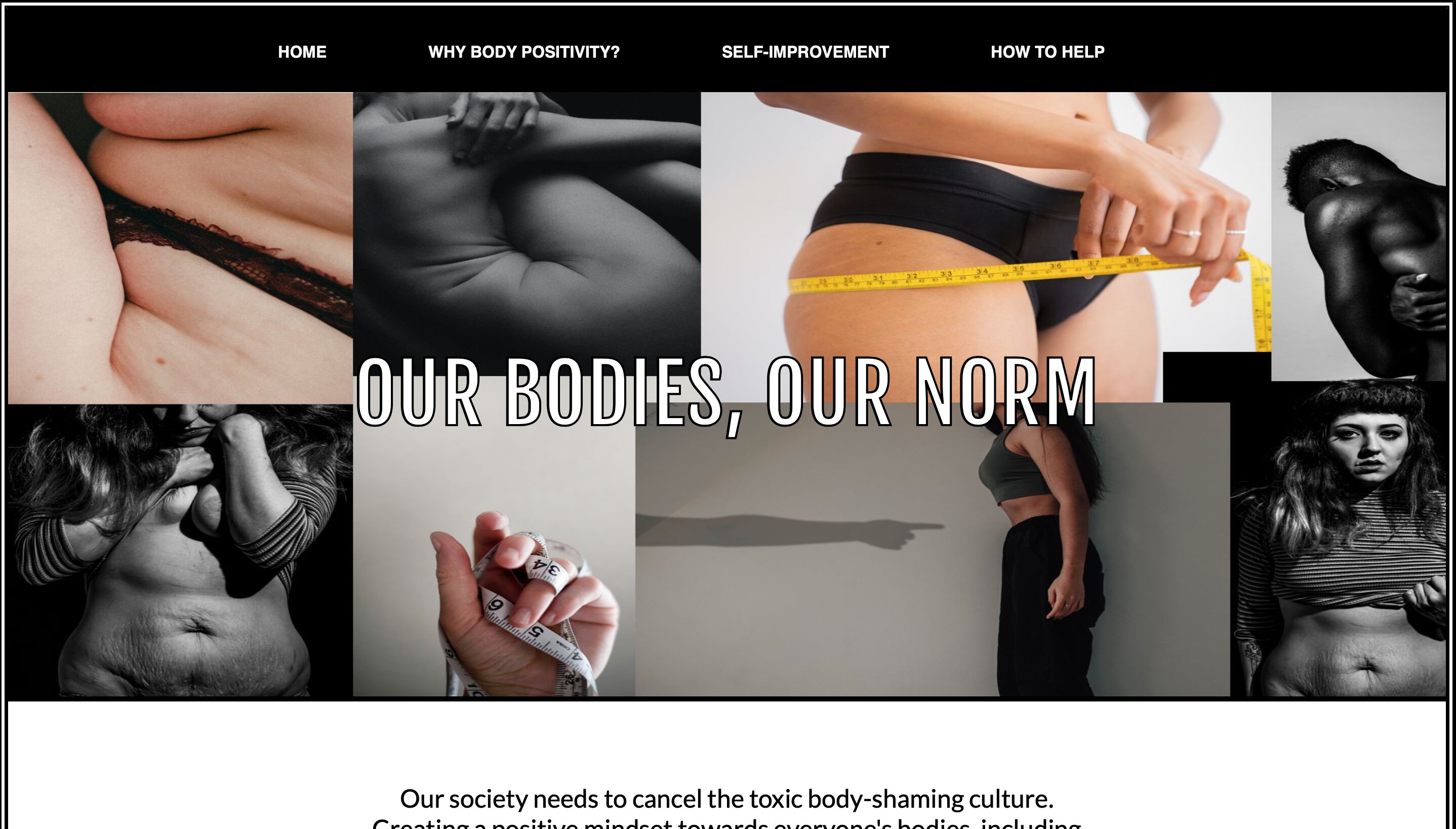 A website titled Our Bodies, Our Norm with a white background.