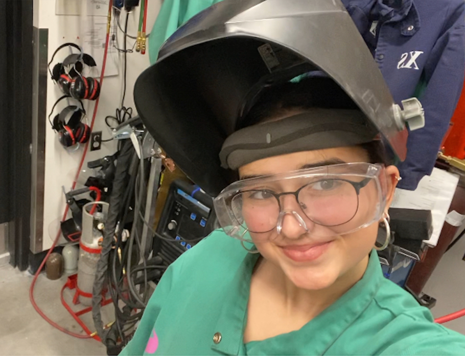 A picture of me, Eleni, welding.
